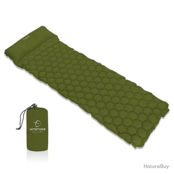 Matelas Gonflable Pliable + Coussin Int�gr� Vert Arm� Waterproof - Camping - Randonn�e