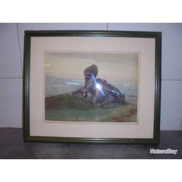 TABLEAU PEINTURE ROCHER " LE PROFIL DE NAPOLEON " � DETTEY Sign� , situ�