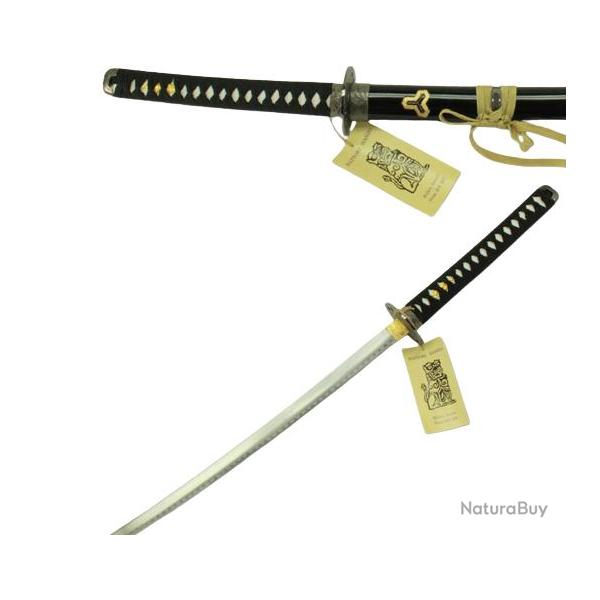 Katana de dcoration "HATORI HANZO" Noir et Dore