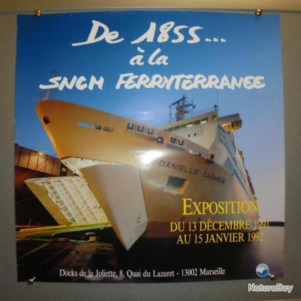 AFFICHE ANCIENNE ORIGINALE Cie MARITIME SNCM FERRY D. CASANOVA Marseille 1991