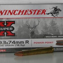 MUNITIONS WINCHESTER POWER POINT 286GR CAL. 9.3X74 R X20