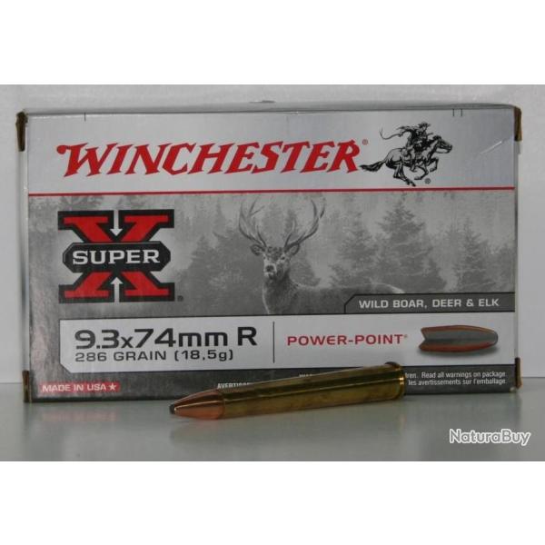 MUNITIONS WINCHESTER POWER POINT 286GR CAL. 9.3X74 R X20