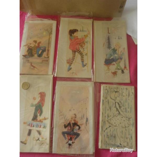 6 vintage carte de No�l