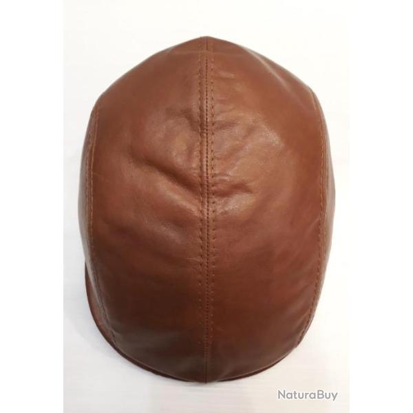 CASQUETTE EN CUIR MARONE T58