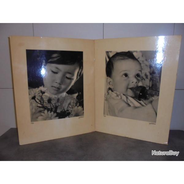 VINTAGE 2 GRANDE PHOTO DEVA PRESS JEAN TOURANE ENFANT B�B� N&B