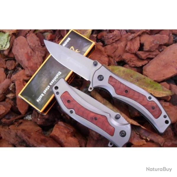 Couteau Massif Lame Acier 9,5 cm Manche Acier / Rsine 12 cm Outdoor