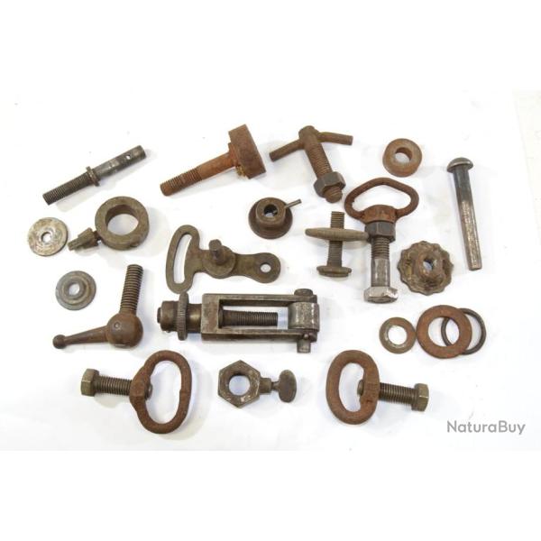 Lot pices divers crous boulons axes style tour  mtaux ou mitrailleuse. Idal pour bricoleur