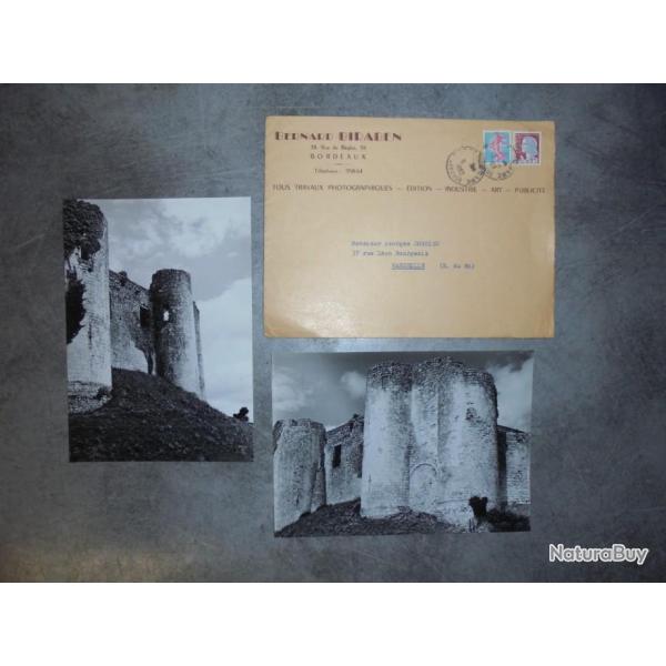 LOT 2 PHOTO ANCIENNE RUINES DU CHATEAU DE BENAUGE 1963 - 18cm x 12.3cm