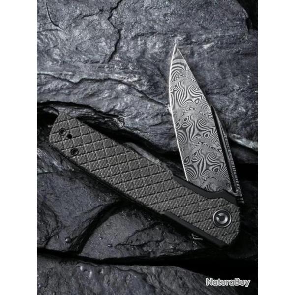 Couteau CIVIVI Cachet Dark Green Lame Acier Damas Manche Acier/Micarta IKBS CIVC20041BDS1