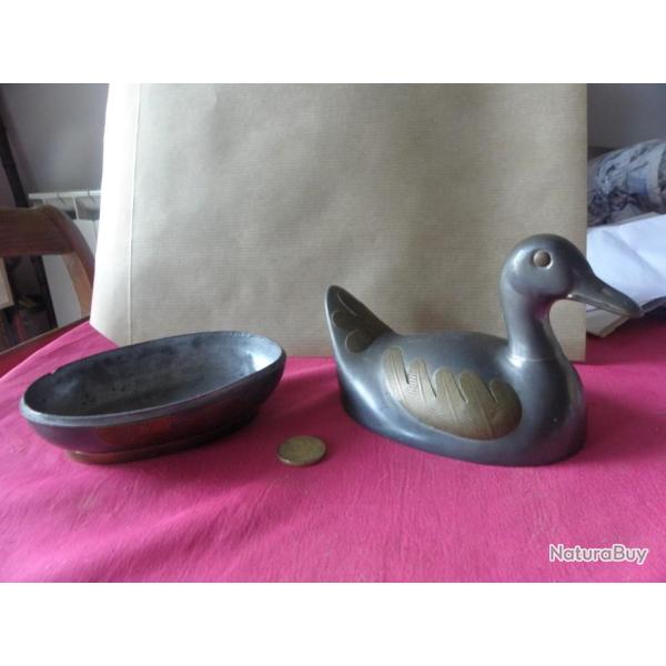 canard vintage en �tain et laiton