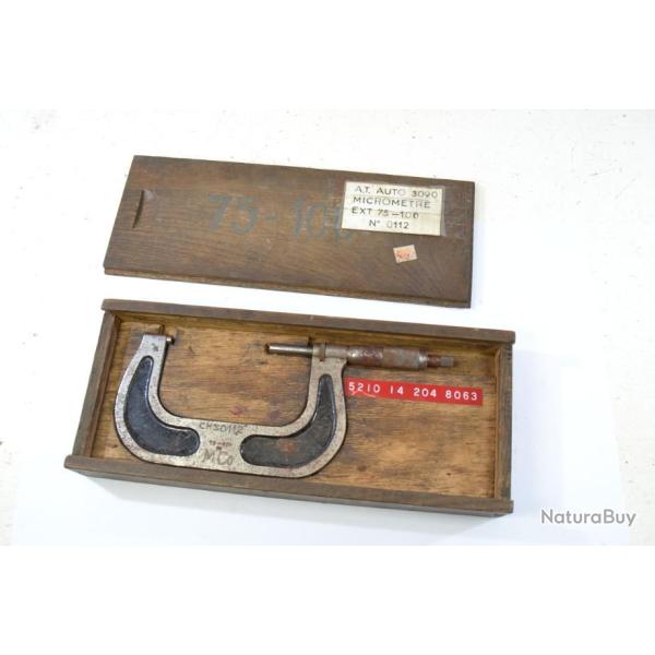 Ancien palmer micro-m�tre ext�rieur 75 - 100 mm avec coffret. A nettoyer. Usinage armurier tourneur