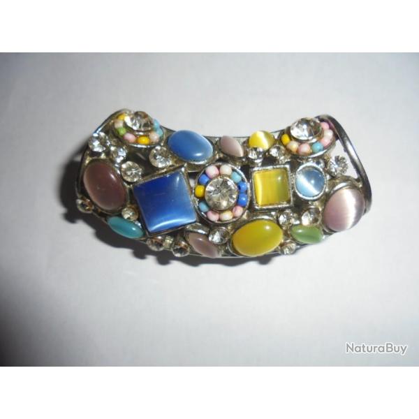 VINTAGE ANCIEN GROS PENDENTIF ORN� DE VERRE MULTICOLORE STRASS Murano ? Cr�ateur