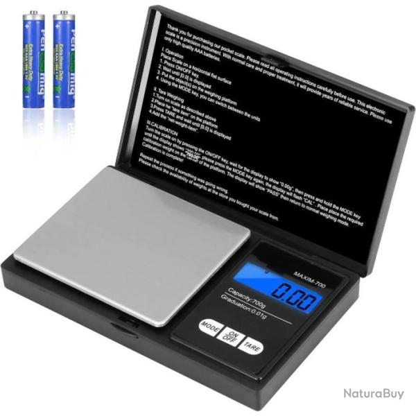 Balance de Precision 700g/0.01g Balance Alimentaire de Cuisine Petite Mini Balance Milligramme