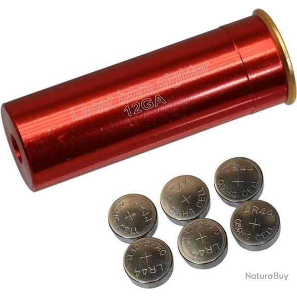 Balle de R�glage Laser 12GA Bore Sight Cartouche Red Dot avec 2 Jeux de Piles