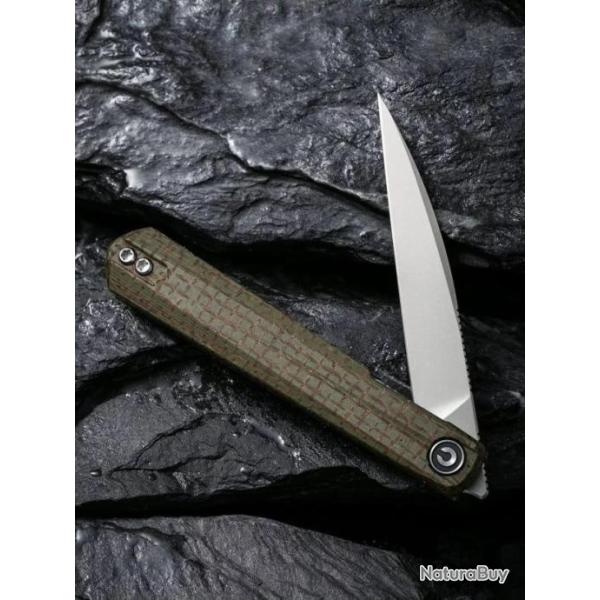 Couteau CIVIVI Clavi Green Burlap Lame Acier Nitro-V Wharncliffe Manche Micarta IKBS CIVC210193