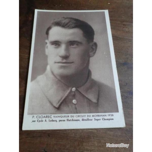 CP  P CLOAREC  VAINQUEUR DU CIRCUIT DU MORBIHAN  1938