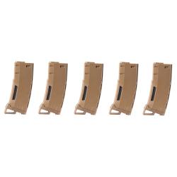 Pack de 5 chargeurs Mid-cap Speed 130 billes pour M4 AEG Tan