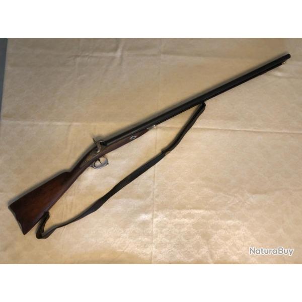 Trs rare fusil a chiens  amorce BRUN- LYONET armurier  Saint Etienne, double canon excellent tat