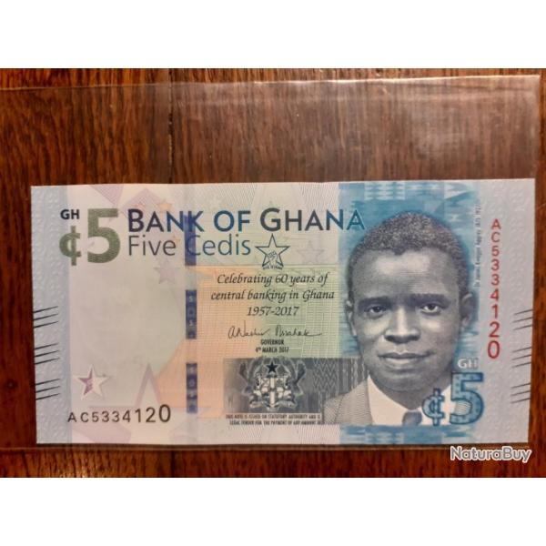 Banque du Ghana. 5 Cedis 2017 neuf