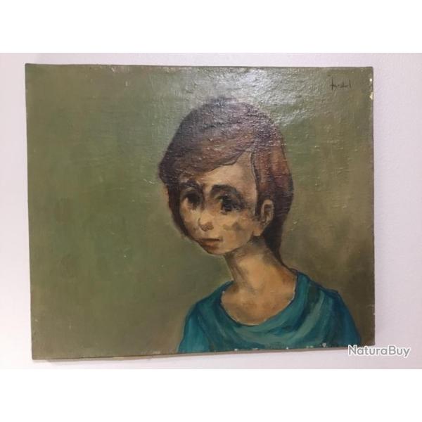 Tableau 2 - ��Portrait d'un jeune gar�on�� - Andr� FARDEL, peintre du Touquet-Paris-Plage