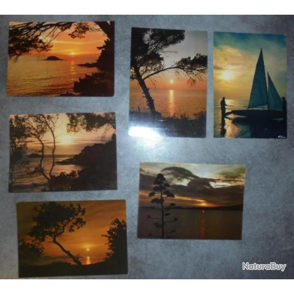 LOT 6 CARTE POSTALES COUCHER DE SOLEIL MEDITERRANEE COTE D'AZUR CP