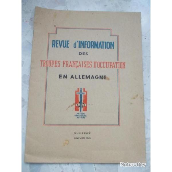 1945 n� 2 REVUE des TROUPES FRANCAISES d'OCCUPATION EN ALLEMAGNE, 2 guerre militaire Fr
