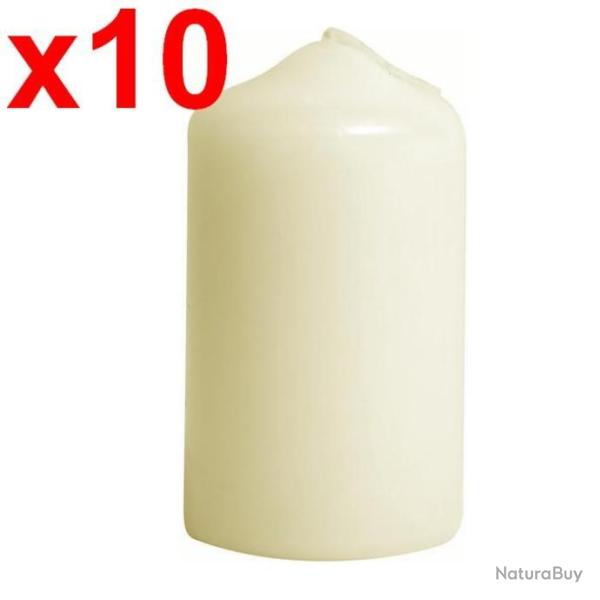 Lot de 10 Bougies de Survie d'Urgence 8h - Bougie Pilier Longue Dur�e 8h de Combustion, Ne Coule Pas