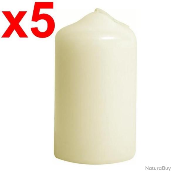 Lot de 5 Bougies de Survie d'Urgence 20h, Bougie Pilier Longue Dur�e 20h de Combustion, Ne Coule Pas