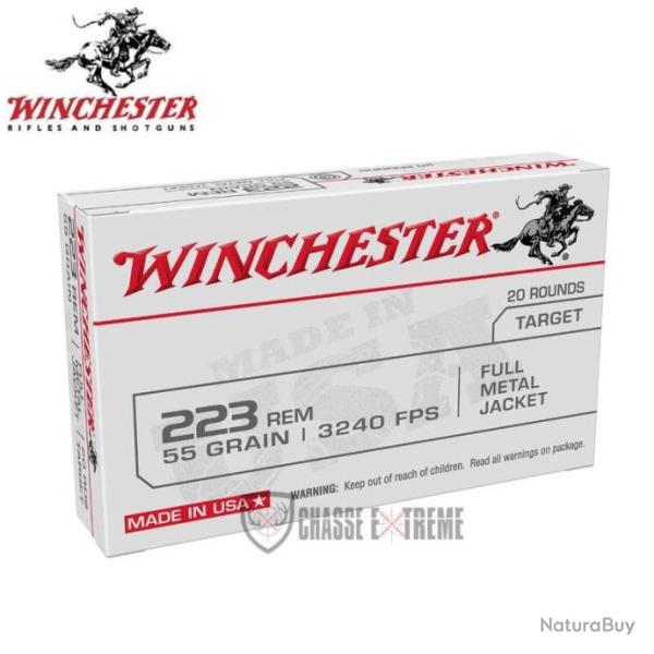 20 Munitions WINCHESTER cal 223 Rem 55gr Full Metal Jacket