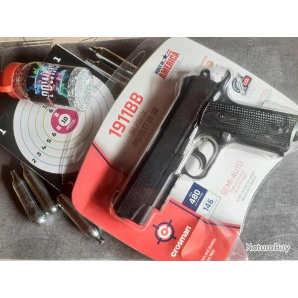 Pack pistolet Crosman 1911 BB � billes... Plus Housse.