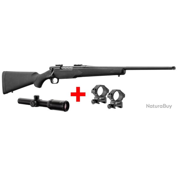 Pack Carabine Mossberg Patriot 30-06 � canon filet� + Lunette Waldberg 1-4x24 + colliers