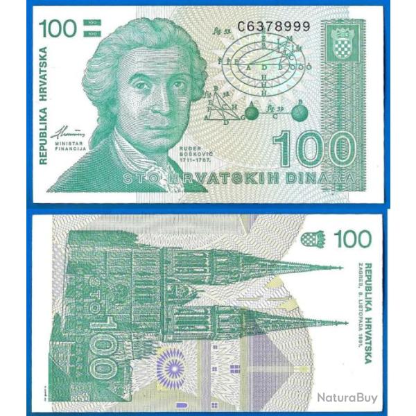 Croatie 100 Dinars 1991 Neuf Billet Dinara Dinar
