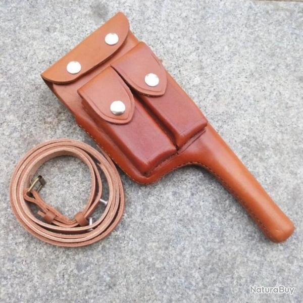Etui Holster Pistolet Mauser C96 en Cuir WW2 Allemand Seconde Guerre Mondiale LIVRAISON OFFERTE