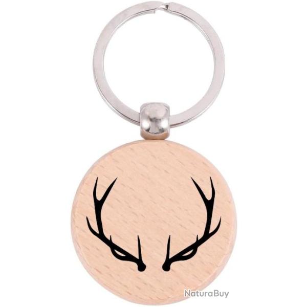 PORTE CL� BOIS CERF GRAVURE RECTO - FRAIS DE PORT OFFERTS