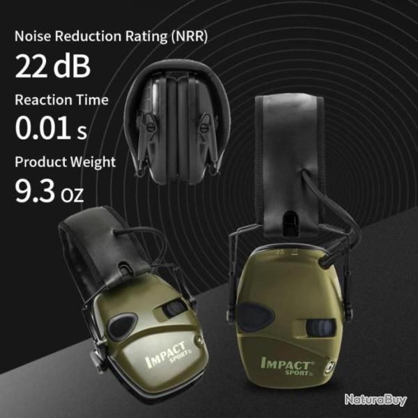 CASQUE TIR ANTI BRUIT ACTIF ELECTRONIQUE Protection Auditive NRR 22 dB