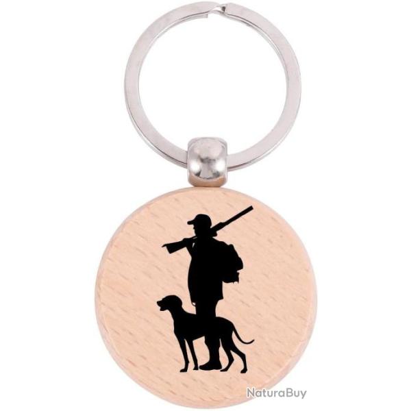 PORTE CL� CHASSEUR & CHIEN REPOS GRAVURE RECTO - FRAIS DE PORT OFFERTS