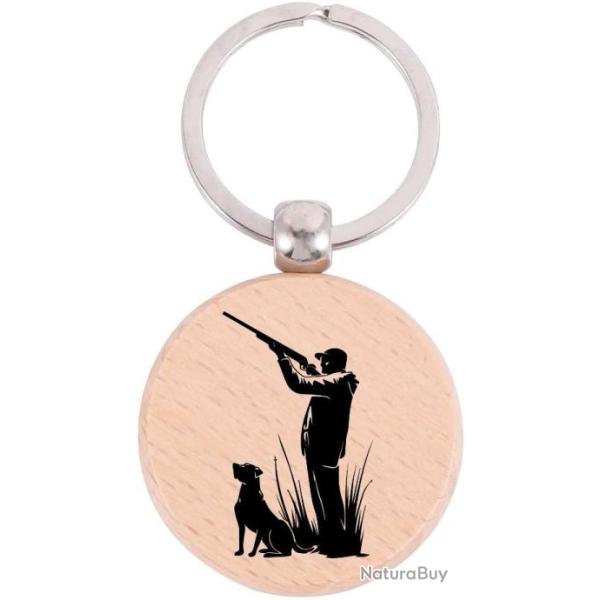 PORTE CL� CHASSEUR & CHIEN GRAVURE RECTO - FRAIS DE PORT OFFERTS