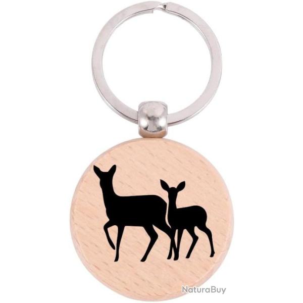 PORTE CL� BICHE & FAON SEULS GRAVURE RECTO - FRAIS DE PORT OFFERTS