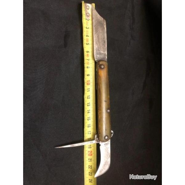 couteau ancien pliant 2lames et un pic