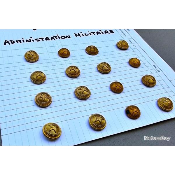 LOT DE 16 BOUTONS D'UNIFORME ECOLE D'ADMINISTRATION MILITAIRE.