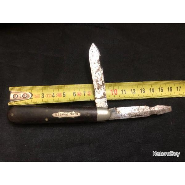 ancien couteau canif pliant U.S SIGNAL CORPS ww2 americain