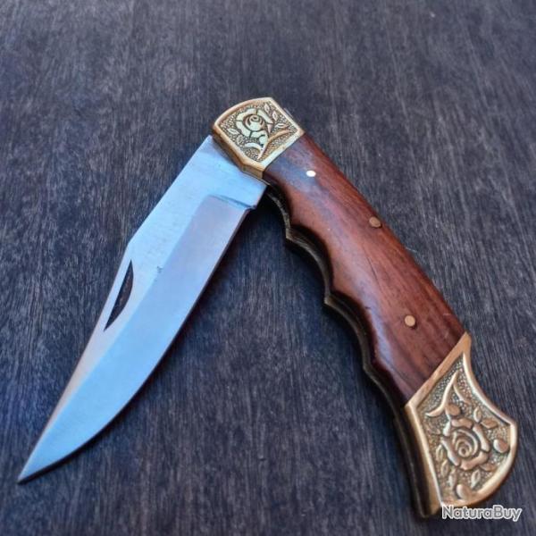 Gros Couteau Pliant Manche en Bois