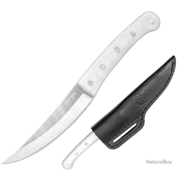 Couteau Condor Meatlove White Lame Acier 420HC Manche Micarta Etui Cuir Made Salvador CTK500845SS -