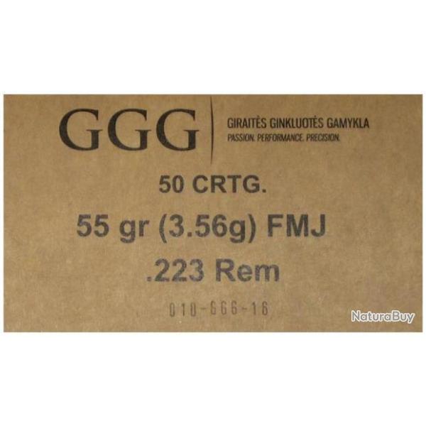 Cartouches 223Rem 5.56X45 FMJ 55GR - GGG BTE 50