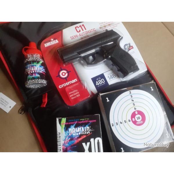 Pack pistolet Crosman C11 � billes...Plus housse.