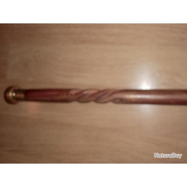 CANNE TORSADE  BOIS TECK  POMMEAU  EMBOUT THERMOMETRE