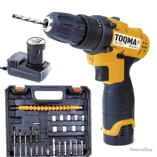 Perceuse Visseuse Sans Fil 2 Batteries1500Ah Mandrin 10mm 32 Nm 12V Lumi�re LED Chargeur Kit 24Pcs
