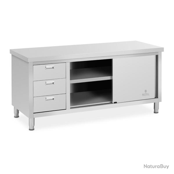 Meuble bas en acier inoxydable 180 x 70 x 85 cm capacit� de 600 kg 3 tiroirs professionnel 14_00050