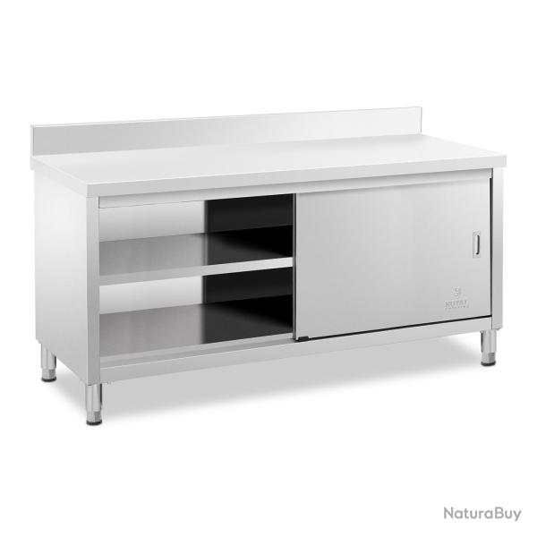 Meuble bas en acier inoxydable plan de travail cuisine armoire avec portes coulissantes avec dosser