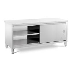 Meuble bas en acier inoxydable plan de travail cuisine armoire avec portes coulissantes 200 x 70 cm